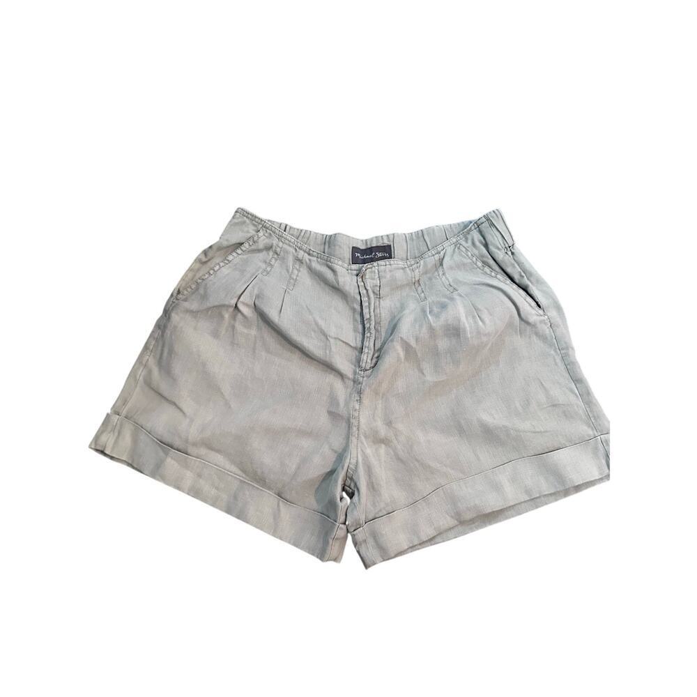 Michael Star Women's Gray 100% Linen High Rise Shorts Size Medium
